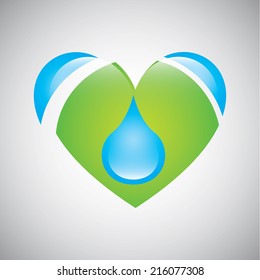 Blue and green heart with drop