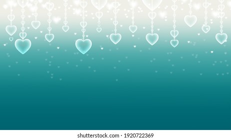 Blue Green heart stars light background