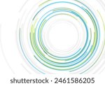Blue and green HUD circles futuristic abstract minimal background. Vector linear design
