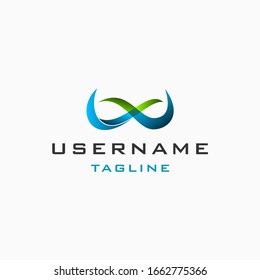blue green infinity logo design inspiration . modern infinity logo design template . blue green infiniry 3d icon