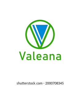 blue and green initial letter v logo design used for company