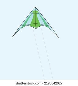 Blue and green kite. vector illustration