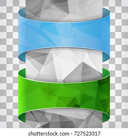 blue and green labels with triangle column on the squared background