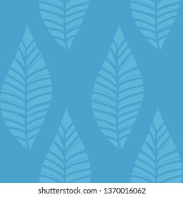Blue green leaf grass flow stream seamless pattern floral inspiration graphic design typography element. Hand drawn postcard. Cute simple primitive vector paper cutout collage style