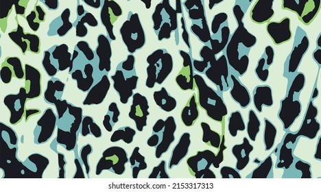 Blue and green leopard pattern. Animal print as background.