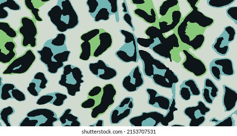 Blue and green leopard pattern. Animal print as background.