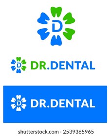 azul y verde letra D logotipo dental o letra D logotipo del dentista para la clínica dental | Logotipo del implante