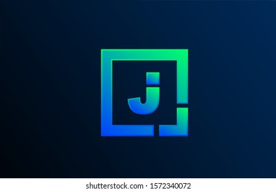 blue green letter J alphabet logo design icon for business. Suitable as a logotype