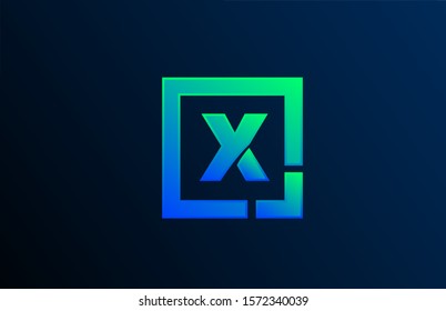 blue green letter X alphabet logo design icon for business. Suitable as a logotype