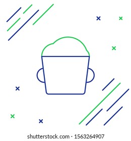 Blue and green line Bakery bowl dough icon isolated on white background. Colorful outline concept. Vector Illustration