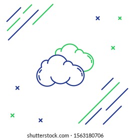 Blue and green line Cloud icon isolated on white background. Colorful outline concept. Vector Illustration