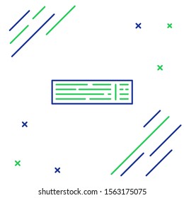 Blue and green line Deck of playing cards icon isolated on white background. Casino gambling. Colorful outline concept. Vector Illustration