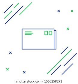 Blue and green line Envelope icon isolated on white background. Email message letter symbol. Colorful outline concept. Vector Illustration