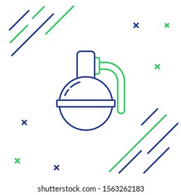 Blue and green line Hand grenade icon isolated on white background. Bomb explosion. Colorful outline concept. Vector Illustration