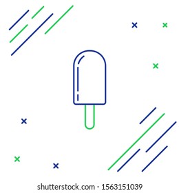Blue and green line Ice cream icon isolated on white background. Sweet symbol. Colorful outline concept. Vector Illustration