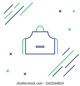 Blue and green line Kitchen apron icon isolated on white background. Chef uniform for cooking. Colorful outline concept. Vector Illustration
