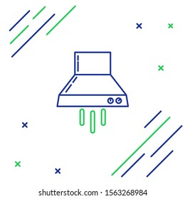 Blue and green line Kitchen extractor fan icon isolated on white background. Cooker hood. Kitchen exhaust. Household appliance. Colorful outline concept. Vector Illustration