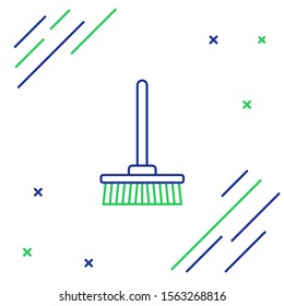 Blue and green line Mop icon isolated on white background. Cleaning service concept. Colorful outline concept. Vector Illustration