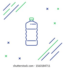 Blue and green line Plastic bottle icon isolated on white background. Colorful outline concept. Vector Illustration