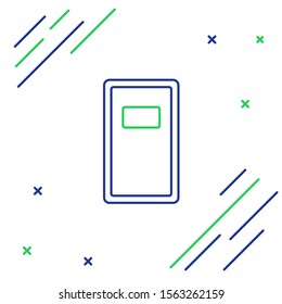 Blue and green line Police assault shield icon isolated on white background. Colorful outline concept. Vector Illustration