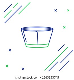 Blue and green line Protective cone collar icon isolated on white background. Recovery pet cone. Cone for animal. Colorful outline concept. Vector Illustration