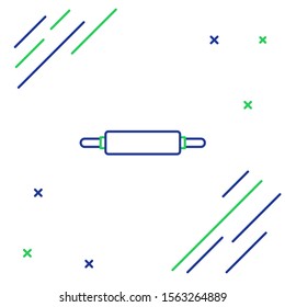 Blue and green line Rolling pin icon isolated on white background. Colorful outline concept. Vector Illustration