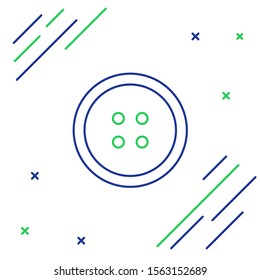 Blue and green line Sewing button for clothes icon isolated on white background. Clothing button. Colorful outline concept. Vector Illustration