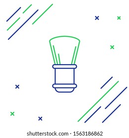 Blue and green line Shaving brush icon isolated on white background. Barbershop symbol. Colorful outline concept. Vector Illustration