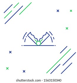 Blue and green line Trap hunting icon isolated on white background. Colorful outline concept. Vector Illustration
