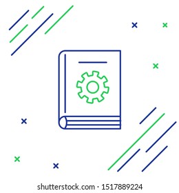 Blue and green line User manual icon isolated on white background. User guide book. Instruction sign. Read before use. Colorful outline concept. Vector Illustration