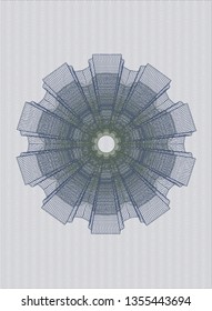 Blue and green linear rosette