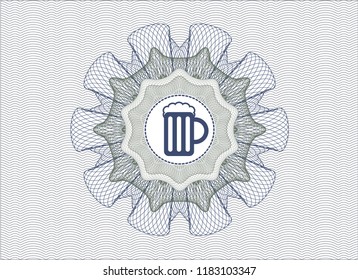 Blue and green linear rosette with beer jar icon inside
