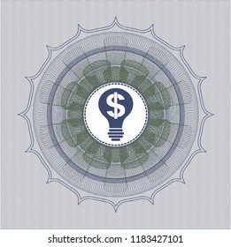 Blue and green linear rosette with business idea icon inside