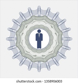Blue and green linear rosette with businessman icon inside