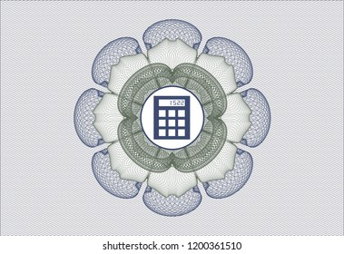 Blue and green linear rosette with calculator icon inside