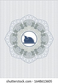 Blue and green linear rosette with chicken dish icon inside