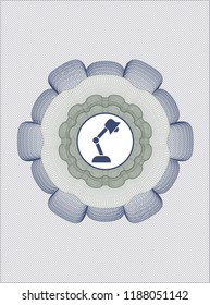 Blue and green linear rosette with desk lamp icon inside
