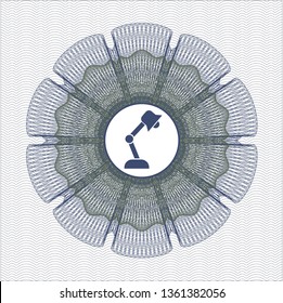 Blue and green linear rosette with desk lamp icon inside