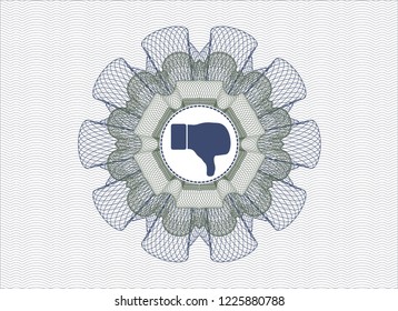 Blue and green linear rosette with dislike icon inside