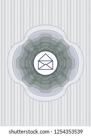 Blue and green linear rosette with envelope icon inside
