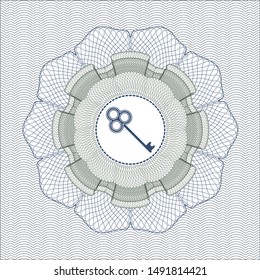 Blue and green linear rosette with key icon inside