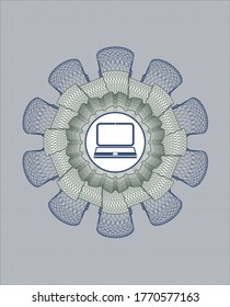 Rosette lineal azul y verde. con el icono del portátil dentro