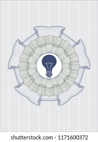 Blue and green linear rosette with light bulb icon inside