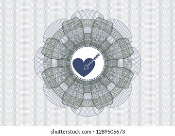 Blue and green linear rosette with love icon inside