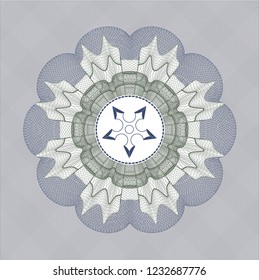 Blue and green linear rosette with ninja star icon inside