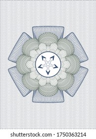 Blue and green linear rosette. with ninja star icon inside