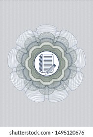 Blue and green linear rosette with notebook with pencil icon inside