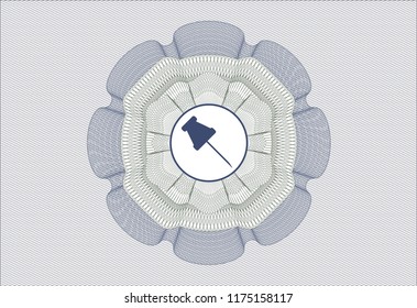 Blue and green linear rosette with paper pin icon inside