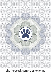 Blue and green linear rosette with paw icon inside