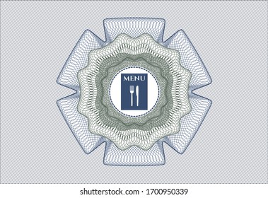 Lineare Rosette in Blau und Grün mit Symbol für Speisekarte